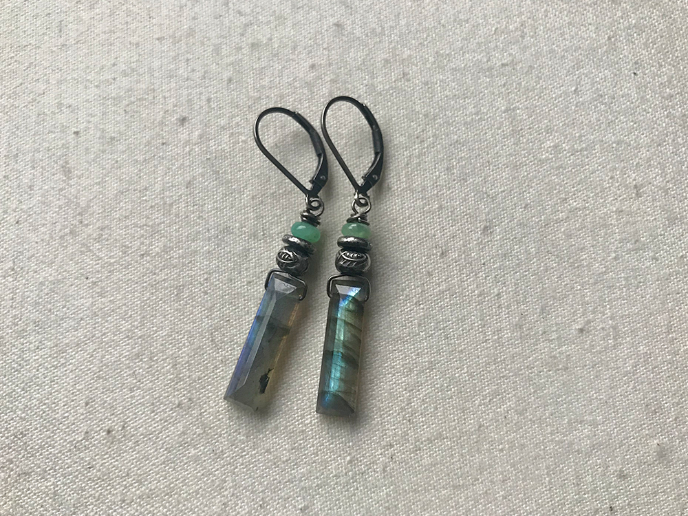 Tresor Collection - Labradorite, Chrysoprase, Lapis Round Earring in 18k Yellow Gold main image 1