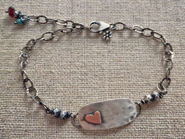rustic sterling heart bracelet