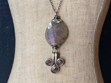 purple labradorite swirl pendant