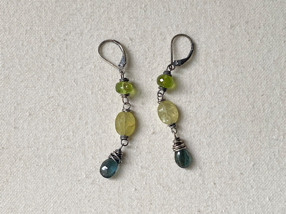 Triple Gemstone Earrings