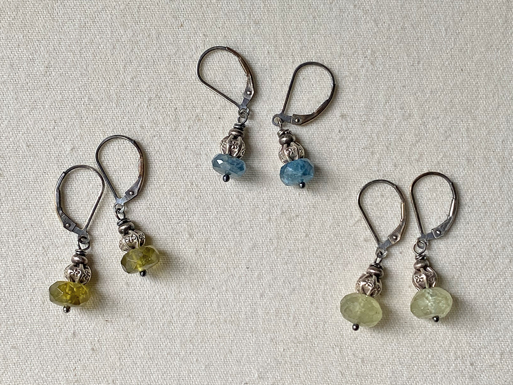 gemstone ruffle earrings