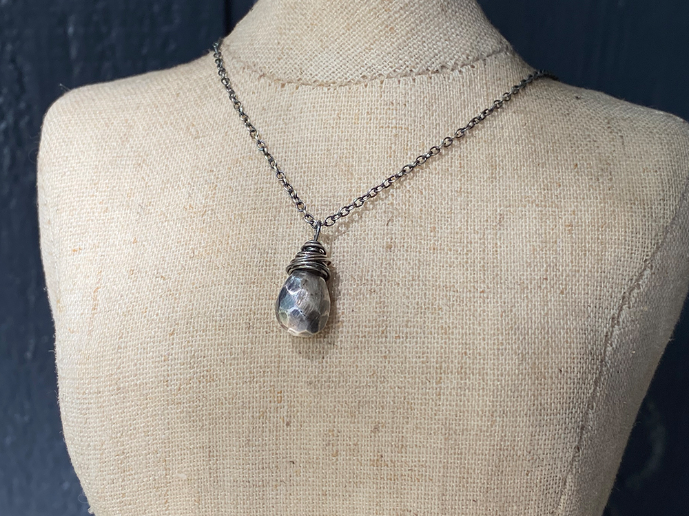Hammered Sterling Teardrop Necklace
