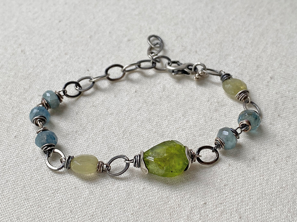 sterling capped peridot bracelet