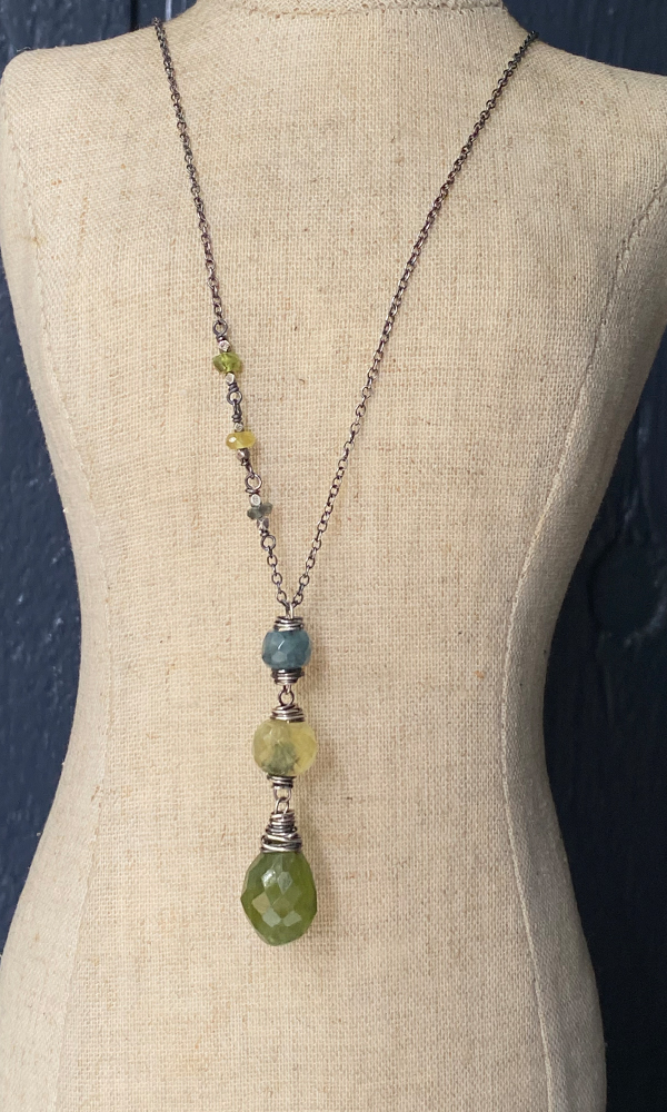 Three Stone Pendant Necklace