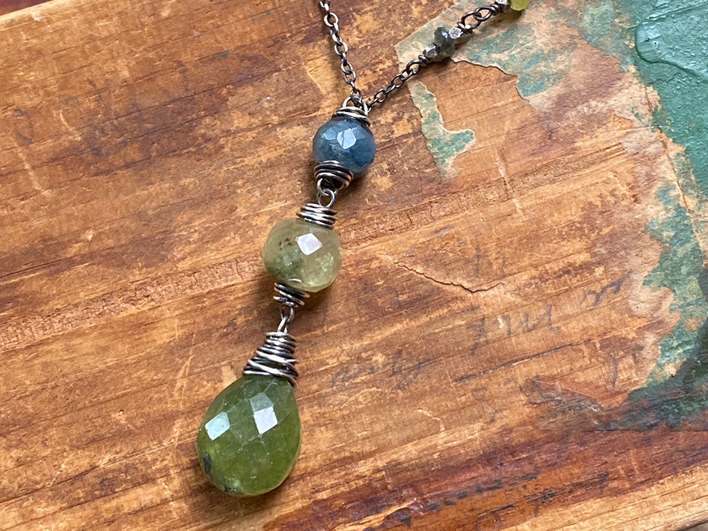 Three Stone Pendant Necklace