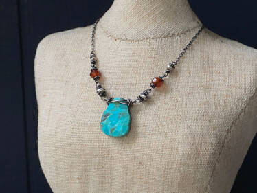 criss cross turquoise slice necklace