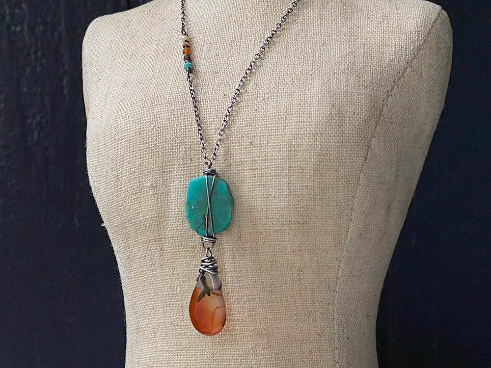 Turquoise & Montana Agate Pendant