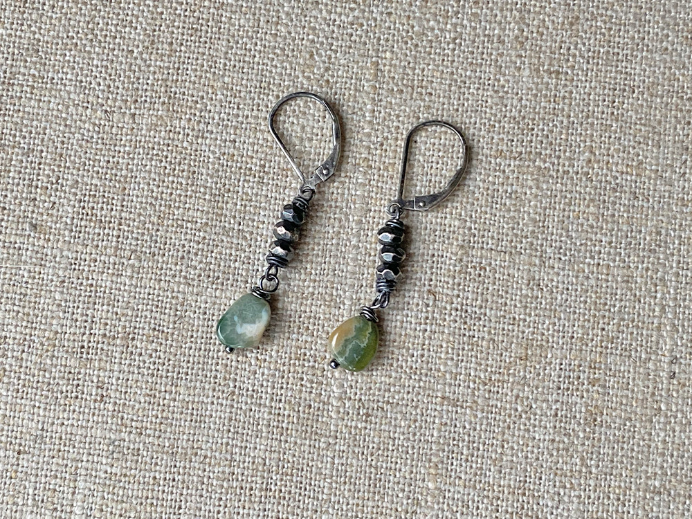 ocean jasper double dangel earrings