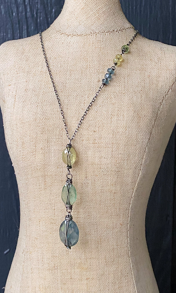 Three Stone Wire-Wrapped Pendant - Image 2