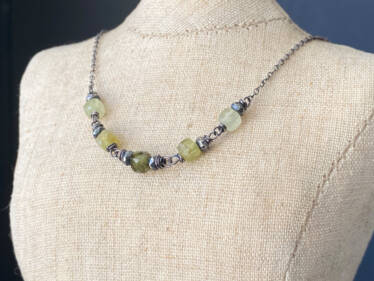 Five Stone Green Garnet Necklace