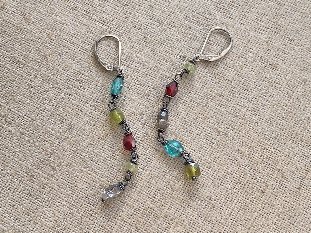 carnival mixed gemstone earrings