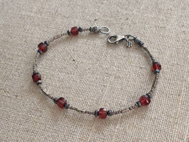 Red Garnet Cube Bracelet