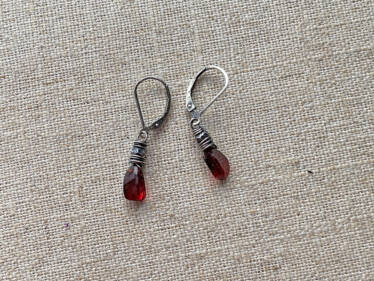 rustic red garnet earrings