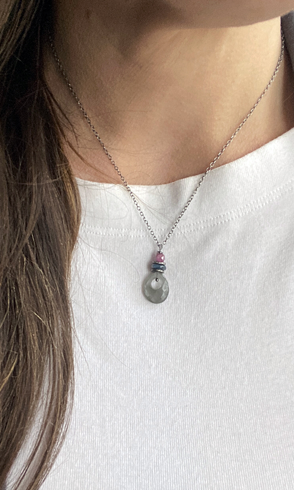 Grey Moonstone Carved Pendant - Image 2