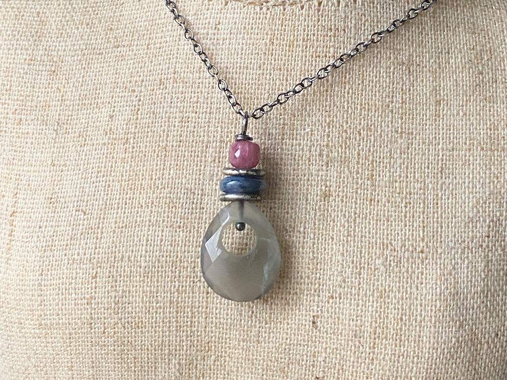 Grey Moonstone Carved Pendant