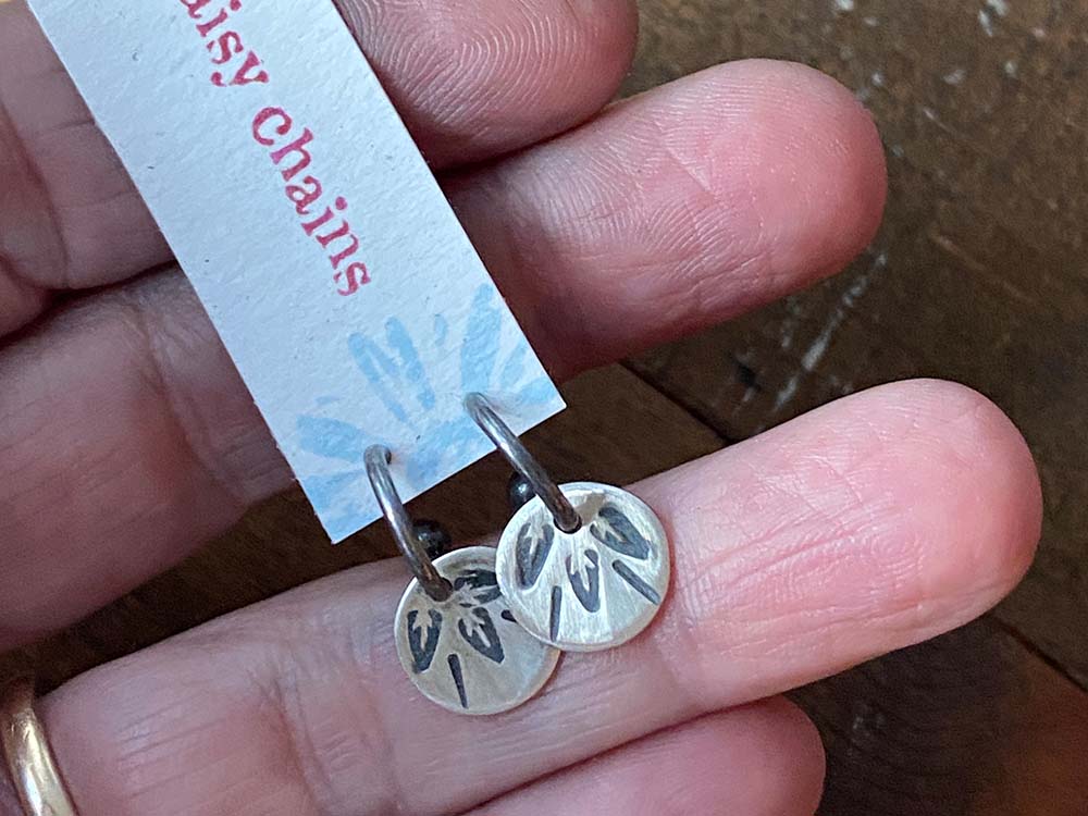 sterling pressed leaf earrings by Daisy Chains Jewelry