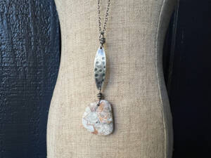 Sterling Crevice Pendant with Laguna Lace Agate