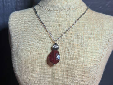 Garnet Oval Drop Pendant