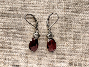 garnet Thai silver drop earrings