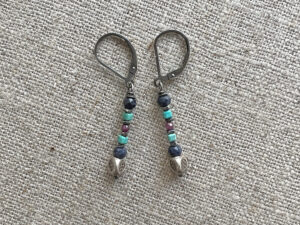 Sapphire, turquoise, ruby and Thai silver earrings by Daisy Chains Jewelry
