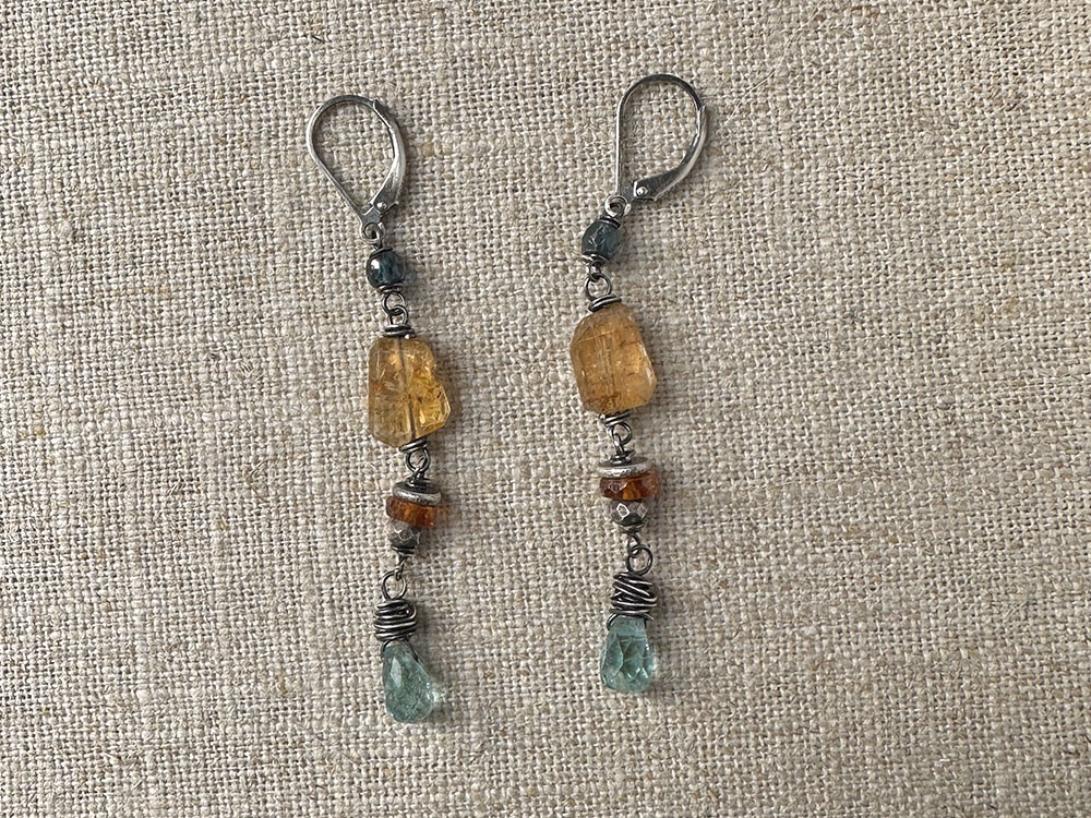 Imperial topaz four stone earrings