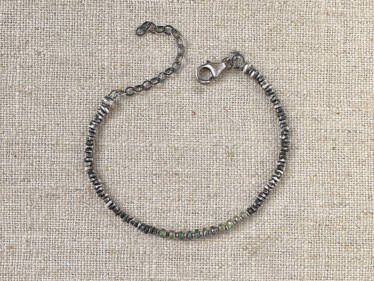 mossy sapphire & Thai silver bracelet