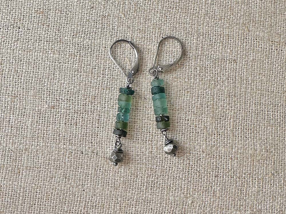 Ancient Roman Glass Column Earrings