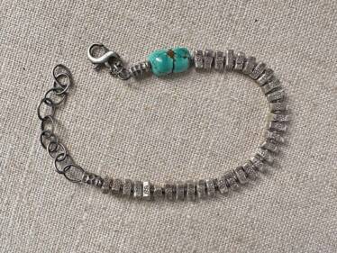 Turquoise & Thai Silver Bar Bracelet