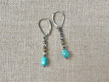 Turquoise Mixed Metal Earrings