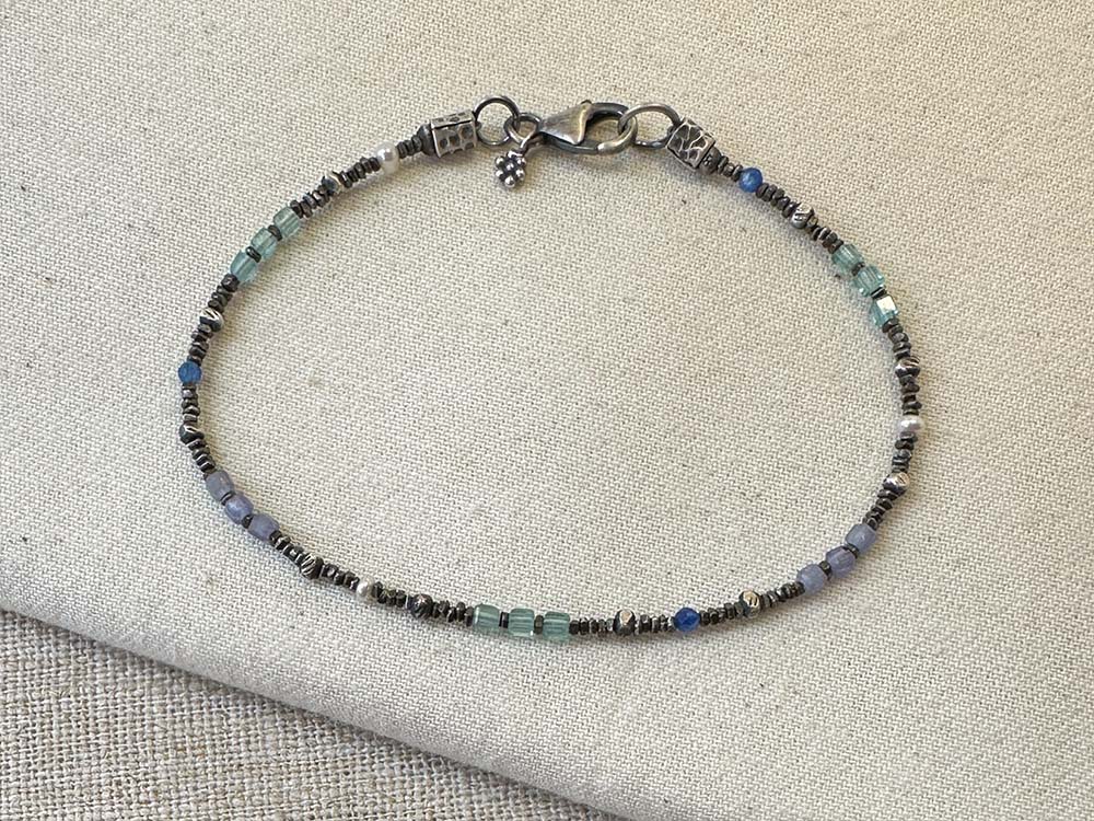 Tanzanite & Apatite Tiny Cube Bracelet