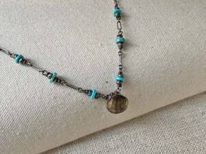 Andalusite & Turquoise Wire-wrapped Necklace