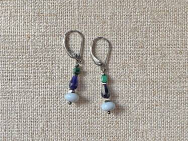Blue Opal & Sodalite Stack Earrings
