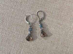 Andalusite & Aquamarine Wire-wrapped Earrings