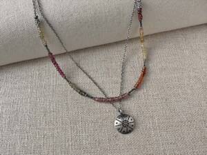 Double-strand Tundra Sapphire Colorblock Necklace