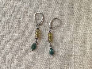 Green Garnet & Opal Dangle Earrings