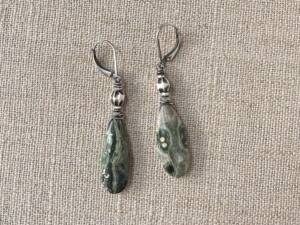 Green Ocean Jasper Teardrop Earrings