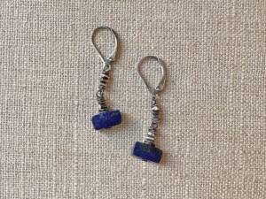 Rustic Lapis Double dangle Earrings