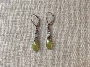 Vesuvianite, Apatite, & Ruby Earrings