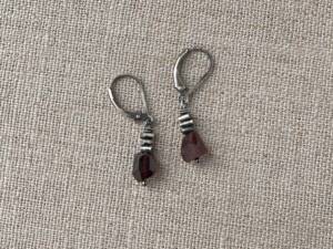 Garnet & Thai Silver Chunk Earrings
