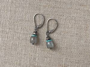Labradorite & Turquoise Slice Earrings