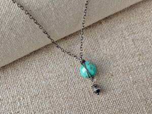 Turquoise Wire-wrapped Coin Pendant
