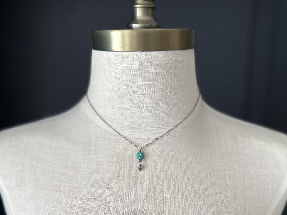 Turquoise Wire-wrapped Coin Pendant