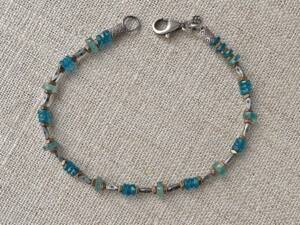 Apatite, Brass & Thai Silver Bracelet