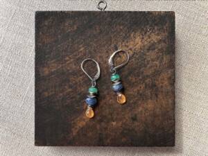 Chrysoprase, Kyanite & Garnet Beadcap Earrings