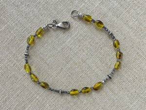 Green Amber & Thai Silver Bracelet