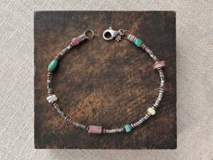 Green Turquoise & Pink Tourmaline Bracelet