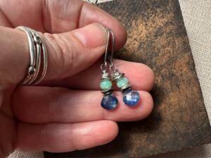 Kyanite & Chrysoprase Ruffle Earrings