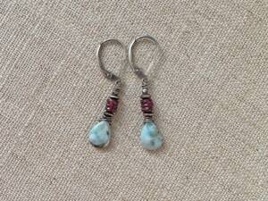 Larimar & Purple Garnet Stack Earrings