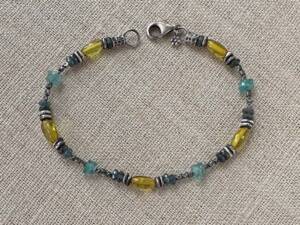 Rustic Amber & Kyanite Bracelet