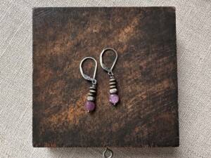 Mixed Metal Ruby Dot Earrings